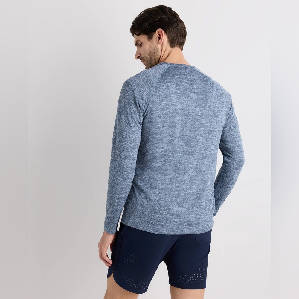 Quince Mesh Performance Training Long Sleeve Tee Heather Blue L - Picture 2 of 8